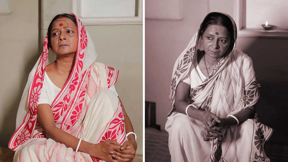 করুণা বন্দ্যোপাধ্যায়ের কথায়, “ভাঙা বাড়িতে ছেঁড়া শাড়ি পরা সর্বজয়া। উঁচু করে খোঁপা বেঁধে, নাকছাবি, মাদুলি আর টিপ পরে আমার মনে হত, এই আমার সত্যিকারের সংসার।” বনের গুল্ম লতার মতোই সর্বজয়ার মেঠো সংসারে তাঁর শরীরে সত্যজিৎ পরিয়েছিলেন কুঞ্জলতা পাড়ের শাড়ি। শ্যাম সেই কুঞ্জলতা পাড়ের শাড়ির জন্ম দিলেন। যা উন্মোচিত হল নৃত্যশিল্পী রীণা জানার মাধ্যমে।