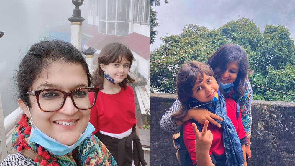 পাহাড়ে মা-মেয়ে