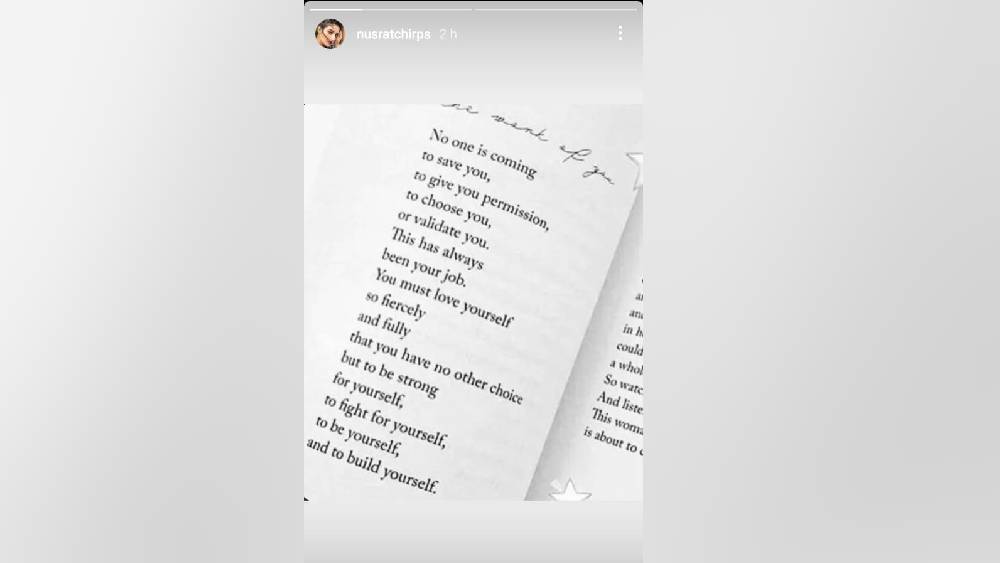 নুসরতের ইনস্টাগ্রাম স্টোরি।