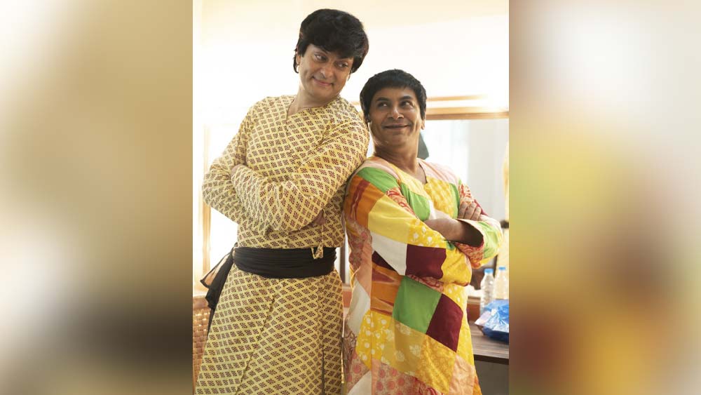 গুপীর চরিত্রে সাহেব, বাঘার চরিত্রে অনির্বাণ
