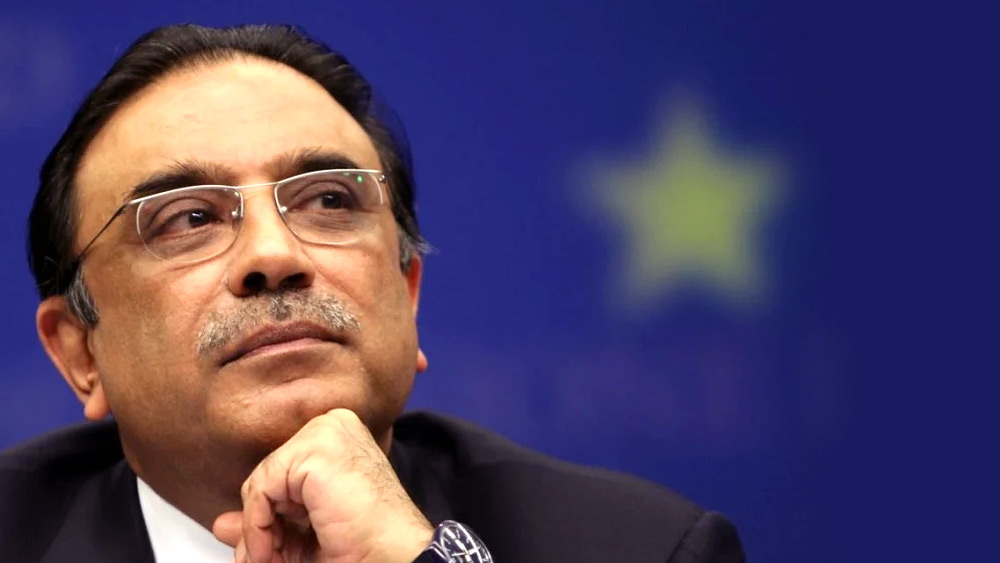 ২০০৭ সালে বেনজির ভুট্টোর মৃত্যুর পর পাকিস্তান পিপলস পার্টির (পিপিপি) কো চেয়ারম্যান হন। এক বছর পর পিএমএল-এন-এর সঙ্গে ক্ষমতা ভাগাভাগি করে পাকিস্তানের প্রেসিডেন্ট হন।