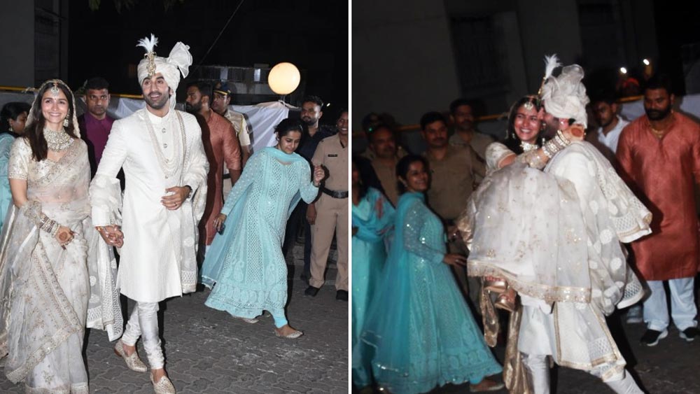 বলিউডি বিয়ের ধারা মেনে শুধু আলিয়া ভট্ট নয়, রণবীর কপূরও সেজেছিলেন সব্যসাচী মুখোপাধ্যায়ের পোশাকে। 