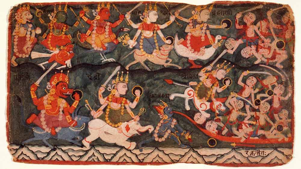 এক কিংবদন্তি অনুসারে কাতোচ রাজবংশের উদ্ভবের কাহিনিও বেশ রোমাঞ্চকর। রক্তবীজ অসুরকে নিধন করতে যখন দেবী অম্বিকা যুদ্ধে রত হন, তখন তাঁর স্বেদবিন্দু থেকে জন্ম নেন প্রথম কাতোচ। তিনি রক্তবীজ সংহারে দেবীকে সাহায্য করেন। পরিবর্তে দেবী তাঁকে ত্রিগর্তের রাজপদ দান করেন।