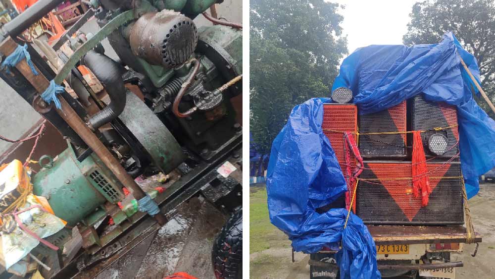 সেই পিক আপ ভ্যান এবং জেনারেটর।