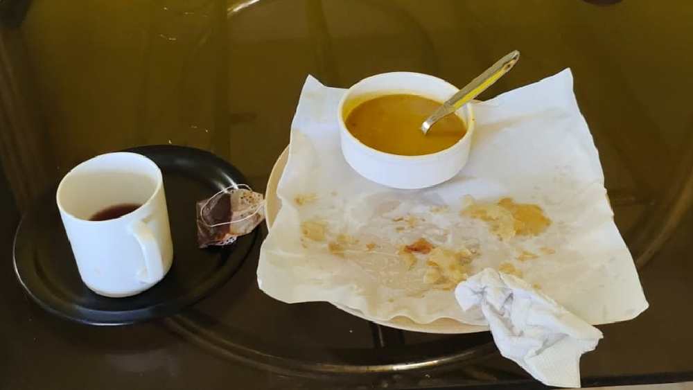 ধাবায় খেয়ে যাওয়ার পর অনুব্রতের টেবল। 