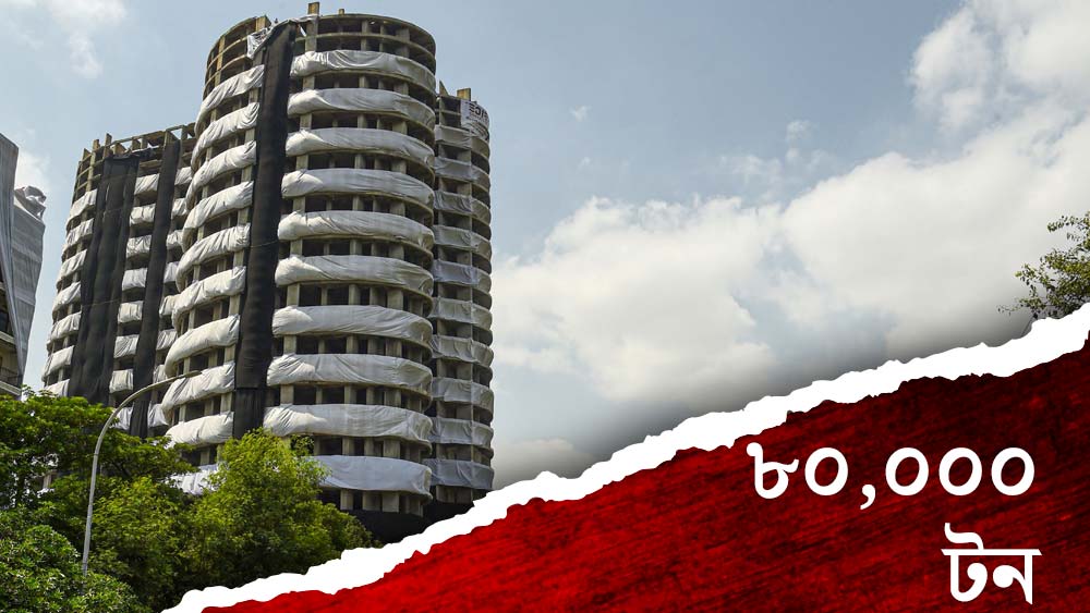 অনুমান করা হচ্ছে, এই অট্টালিকা মাটিতে মিশে যাওয়ার পর মোট ৮০ হাজার টন ধ্বংসাবশেষ তৈরি হবে।