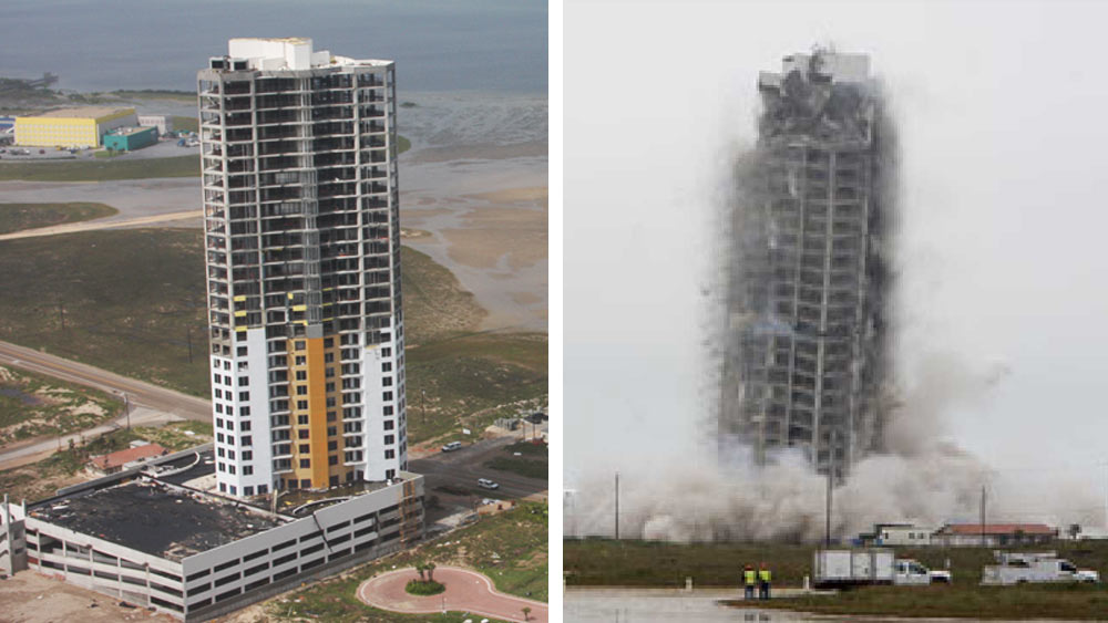 ‘ওশান টাওয়ার’: ২০০৬ সালে আমেরিকার টেক্সাসে ‘ওশান টাওয়ার’ নামে একটি বিলাসবহুল আবাসন তৈরির পরিকল্পনা করা হয়। ঠিক দু’বছর পর নির্মাণের কাজ চলাকালীন ৩১ তলার এই বহুতলে ফাটল দেখা দেয়।
