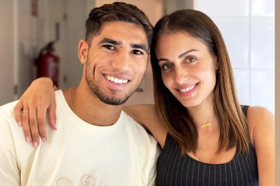 Picture of Achraf Hakimi with his wife Hiba Abouk