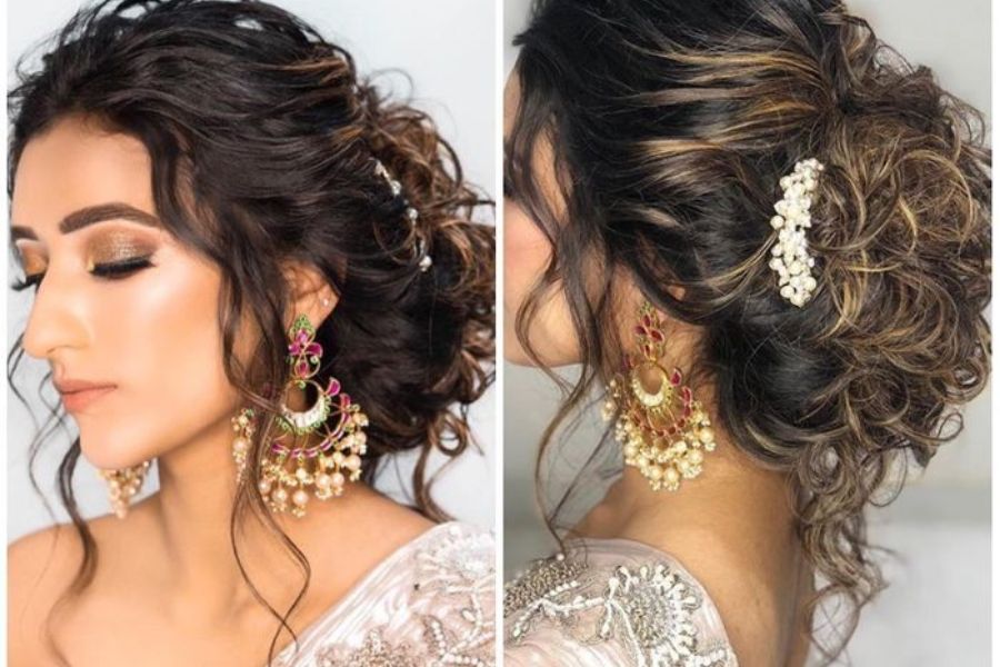 অগোছালো চুল এবং মুক্তোর সাজের এই জুটি আপনাকে করে তুলবে আবেদনময়ী। সামনে দুই দিকে ছাড়া থাকুক চুলের অল্প একটু অংশ। 