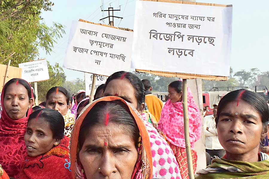 সরব: পুরুলিয়া ১ ব্লক অফিসে বিজেপির বিক্ষোভ। ছবি: সুজিত মাহাতো