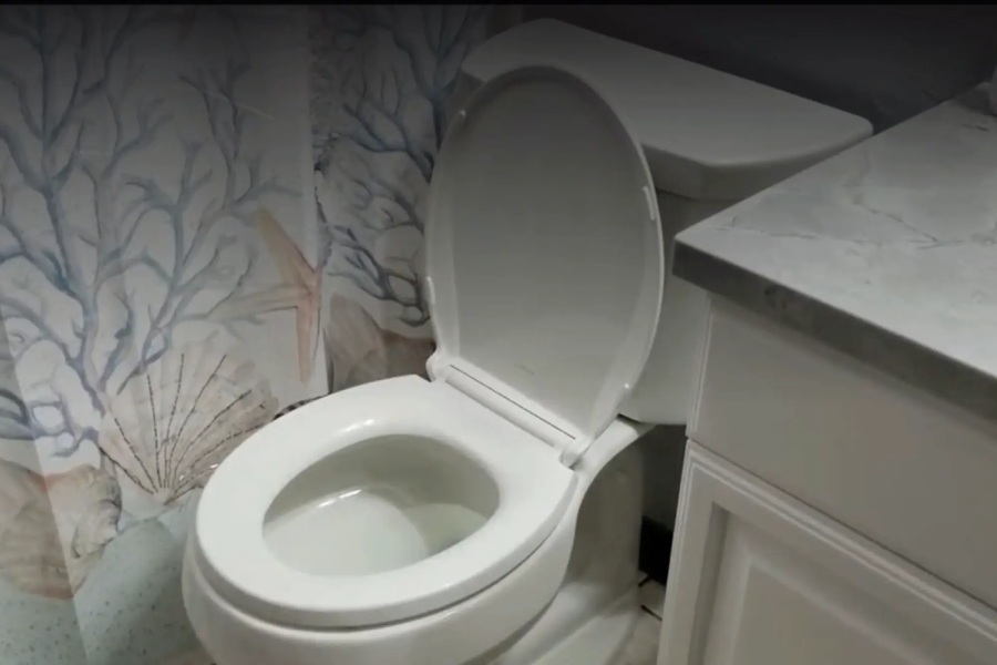 দেখা যায়, কমোডের পোর্সেলিনের মধ্যে রয়ে গিয়েছে আংটিটি।