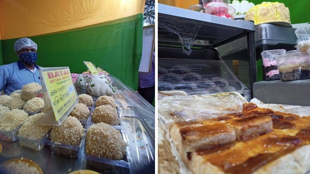 এ বছর মিষ্টির দোকানগুলির মধ্যে সব থেকে নজর কেড়েছে চন্দন নগরের সূর্য মোদক। এছাড়াও রয়েছে নবীন চন্দ্র দাস, ব্যাতাই ইত্যাদি। রয়েছে হরেক রকম ডিজাইনের চকোলেটের দোকানও।