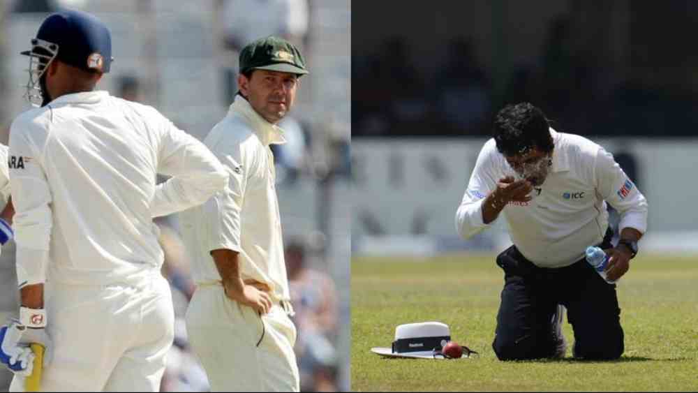 পন্টিংকে নির্লিপ্ত ভাবে সহবাগ বলেন, “হ্যাঁ!” এর পর ফের রউফের কাছে গিয়ে পন্টিং বলেন, “কী ভাবে আউট দিলেন না! এমনকি সহবাগ পর্যন্ত বলছে যে বল ব্যাটের কানায় লেগেছে!”