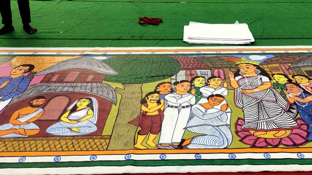 পটুয়াদের আঁকা পটের অংশবিশেষ।