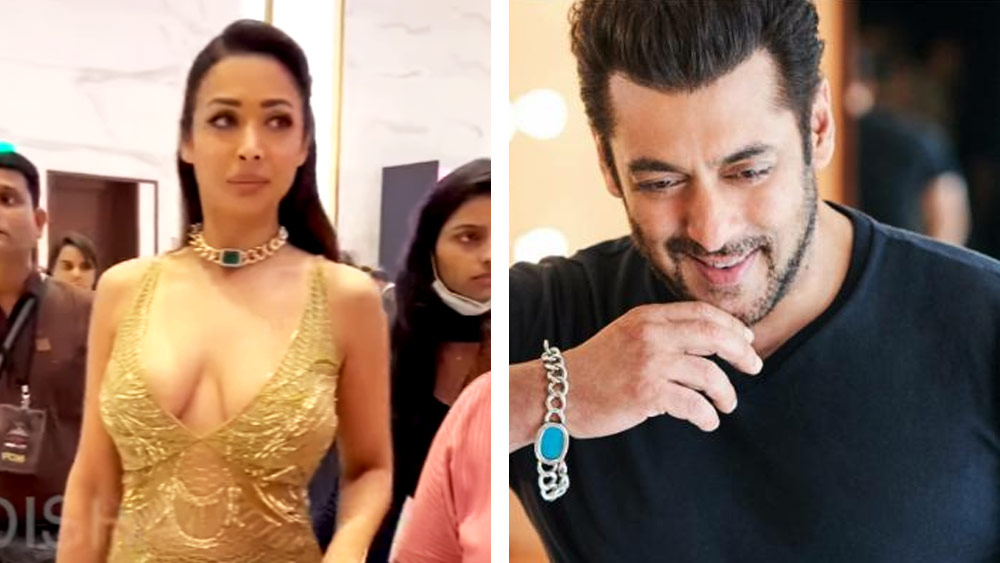 মালাইকা একটি নেকলেস পরেছিলেন। কিন্তু এ যেমন তেমন নেকলেস নয়। সলমন খান তাঁর ডান হাতে সব সময় যে ব্রেসলেট পরে থাকেন তা-ই গলায় নেকলেস হিসাবে পরেছিলেন তিনি।