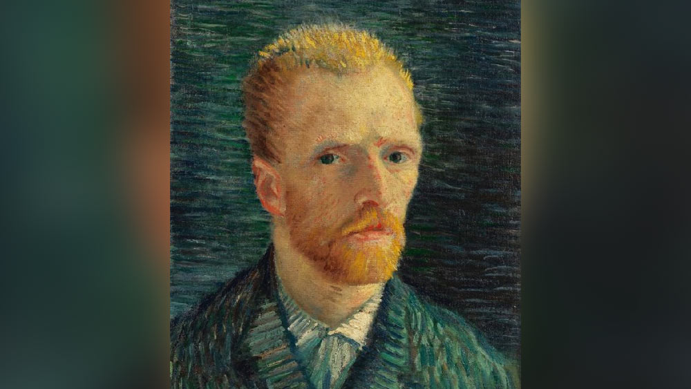 ছবিতে দেখা যাচ্ছে দাড়িওয়ালা ভ্যান গঘে‌র গলায় একটি রুমাল জাতীয় কাপড় আলতো করে বাঁধা এবং মাথায় টুপি। মুখের ডান পাশ স্পষ্ট না হলেও বাম দিক স্পষ্ট ভাবে দৃশ্যমান।