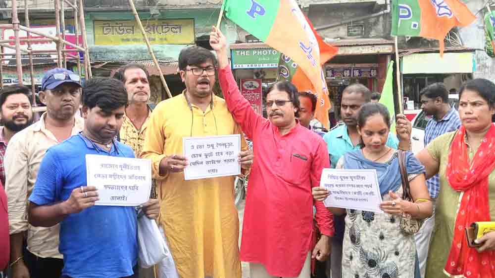 পুরুলিয়া শহরে পথসভা বিজেপির। শনিবার। নিজস্ব চিত্র