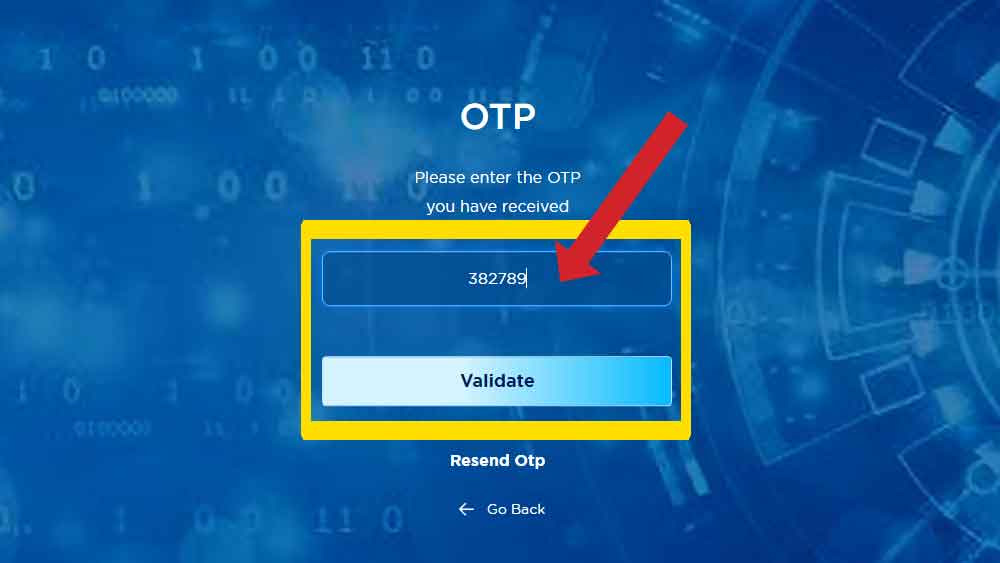 ফোন নম্বর ওই বাক্সে লেখার পর, মোবাইলে ওটিপি পেতে ওই বাক্সের নীচে ক্লিক করুন।