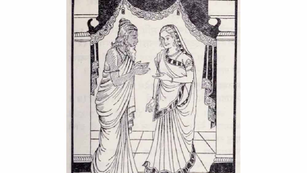 ব্যাসদেব এই প্রস্তাবে রাজি হলে সত্যবতী প্রথমে তাঁকে বিচিত্রবীর্যের জ্যেষ্ঠা পত্নী অম্বিকার কাছে পাঠালেন। অম্বিকা ব্যাসদেবের কৃষ্ণ বর্ণ, আগুনের মতো বহ্নিমান চোখ এবং জটাজুট দেখে চোখ বন্ধ করে ফেললেন। ব্যাসদেব কক্ষ থেকে বেরিয়ে এসে সত্যবতীকে জানালেন, অম্বিকার এক মহাবলবান, বিদ্বান ও বুদ্ধিমান পুত্র হবে। কিন্তু যেহেতু ব্যাসকে দেখে অম্বিকা চোখ বন্ধ করে ফেলেছিলেন, সেহেতু সেই পুত্র অন্ধ হবে। যথাকালে অম্বিকার গর্ভে ধৃতরাষ্ট্রের জন্ম হয়।