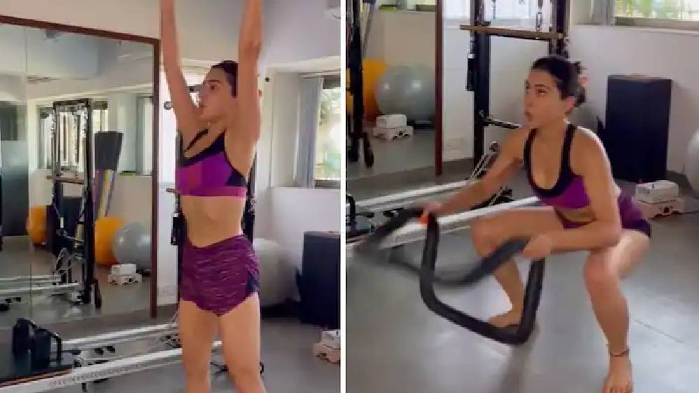 শরীরচর্চায় মগ্ন সারা।