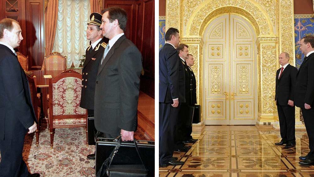 পরমাণু ব্রিফকেসের অস্তিত্ব সরকারি ভাবে স্বীকৃত না হলেও মাত্র দু’বার আনুষ্ঠানিক ভাবে সেটি প্রকাশ্যে এনেছিল রাশিয়ার টেলিভিশন। এক বার ’৯৯-এর অনুষ্ঠানে। এবং দ্বিতীয় বার ২০১২ সালের ২ মে। সে বারও আনুষ্ঠানিক ভাবে একটি পরমাণু ব্রিফকেস পুতিনের হাতে তুলে দেওয়া হয়েছিল।