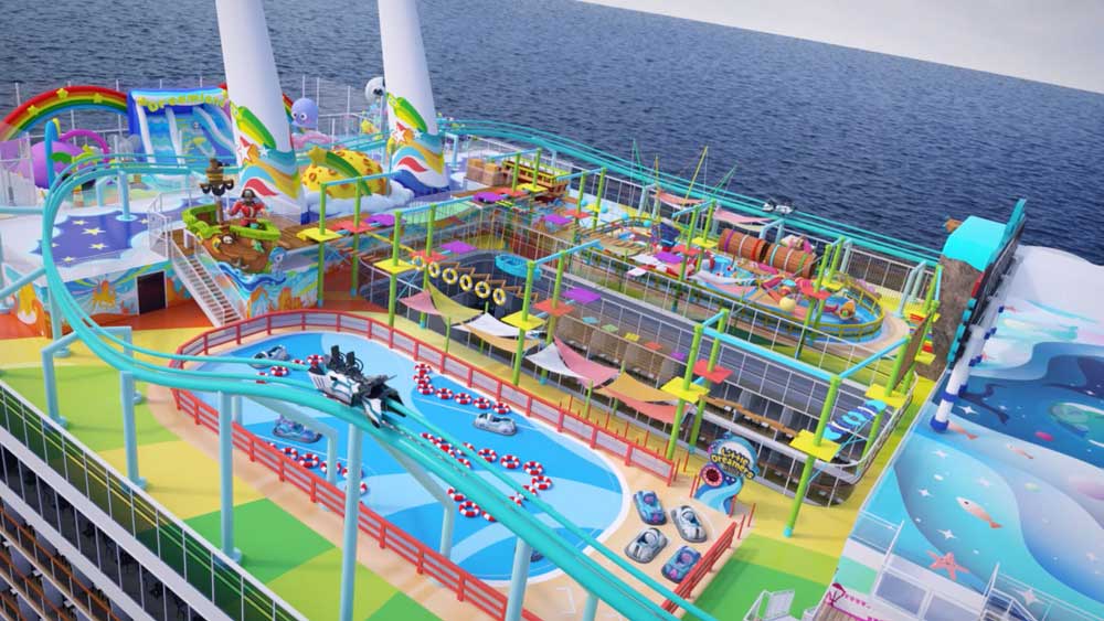 জাহাজটির সবচেয়ে ওপরে থাকার কথা ছিল একটি সুবিশাল সুইমিং পুল এবং থিম পার্ক। মাঝের অংশে থাকার কথা ছিল সর্বোৎকৃষ্ট সিনেমা হল।