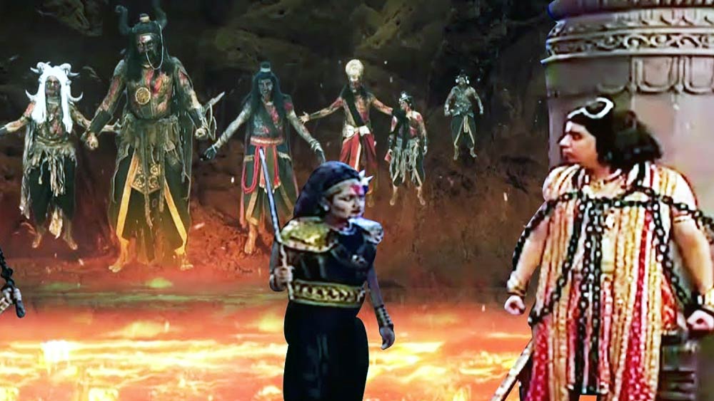 তমিস্রা: অন্ধকারাচ্ছন্ন এই নরকে অন্যের সম্পদ, স্ত্রী ও সন্তান অপহরণের জন্য পাপীদের দড়ি দিয়ে বেঁধে অন্ন-জল না দিয়ে যমদূতরা প্রহার করতে থাকে। 