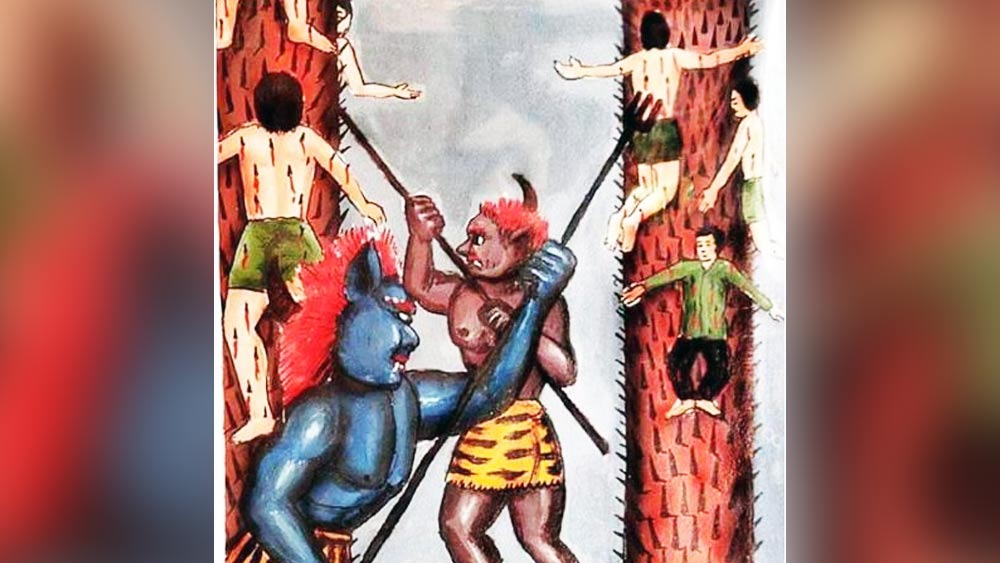 অন্ধতমিস্রা: এখানে ঠগ ও প্রবঞ্চকদের স্থান হয়। প্রভূত প্রহার ও অন্যান্য নির্যাতন দ্বারা তাদের অন্ধ করে ফেলা হয়।