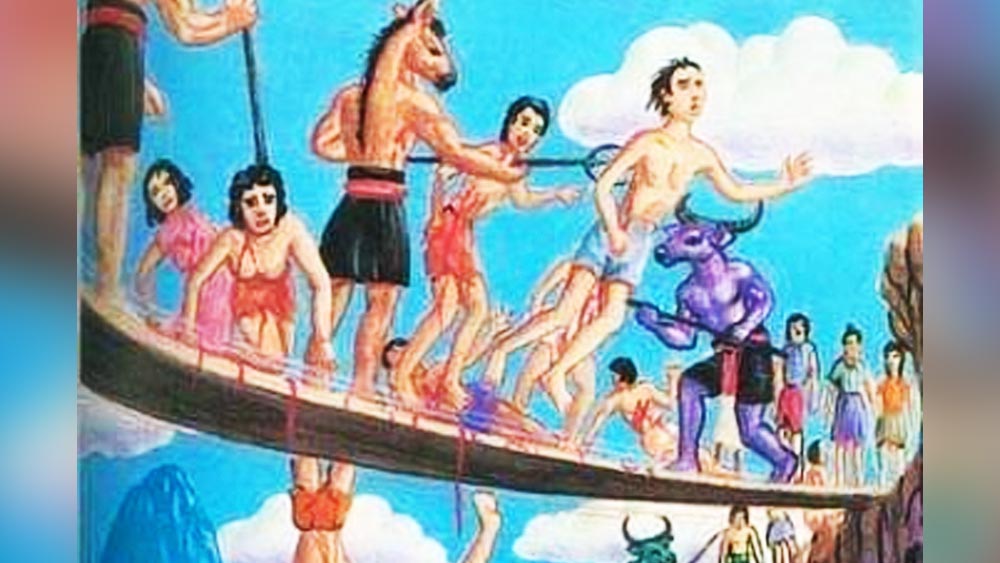 শূলপ্রোত: মূলত পশুপক্ষীর প্রতি নির্যাতনের কারণে এখানে পাপীদের শূলে চড়ানো হয়। যমদূতরা সেই অবস্থাতেই তাদের ত্রিশূল দিয়ে নিরন্তর খোঁচাতে থাকে। 