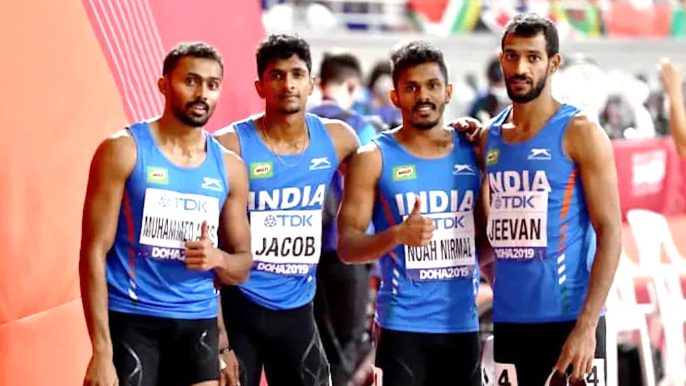 এশিয় রেকর্ড গড়া ভারতের পুরুষদের রিলে দল।