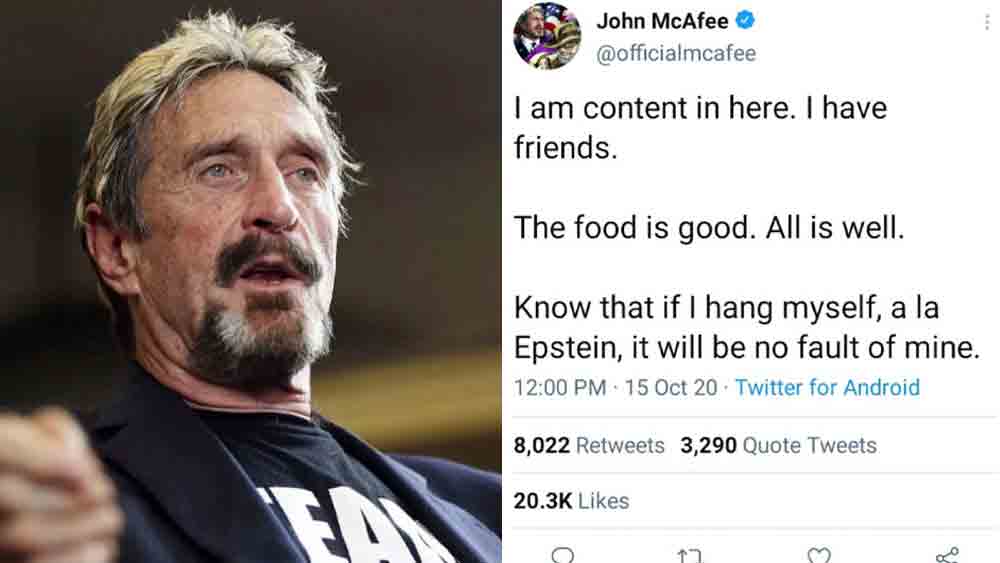 জেলে থাকাকলীন তিনি টুইটও করেন। সেই টুইটে লেখেন, ‘আমি এখানে সন্তুষ্ট। আমার বন্ধু আছে। খাবার ভাল। সব ঠিক আছে।’