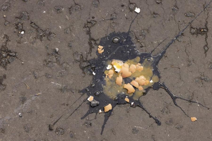 তোরণ পেরিয়ে গাড়ি থেকে নেমে অপেক্ষারত জনগণের দিকে এগিয়ে আসছিলেন রাজা চার্লস এবং তাঁর রানি (কুইন কনসর্ট) ক্যামিলা। দু’পাশে দাঁড়ানো জনতার সঙ্গে এগিয়ে গিয়ে হাত মেলাচ্ছিলেন, কথা বলছিলেন দম্পতি। সেই সময়েই একটি ডিম আছড়ে পড়ে রাজার থেকে হাতখানেক দূরে। 