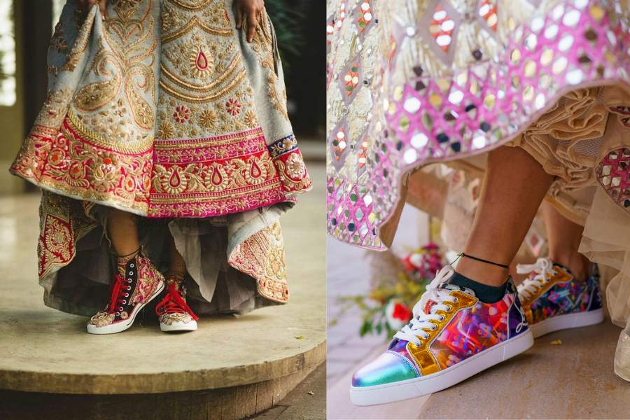 বিয়ের শাড়ি অথবা লেহঙ্গার সঙ্গে সামঞ্জস্য রেখেই এই স্নিকার পরা যায়। রং বেরঙের এই ধরনের অনেক জুতো এখন উপলব্ধ।  