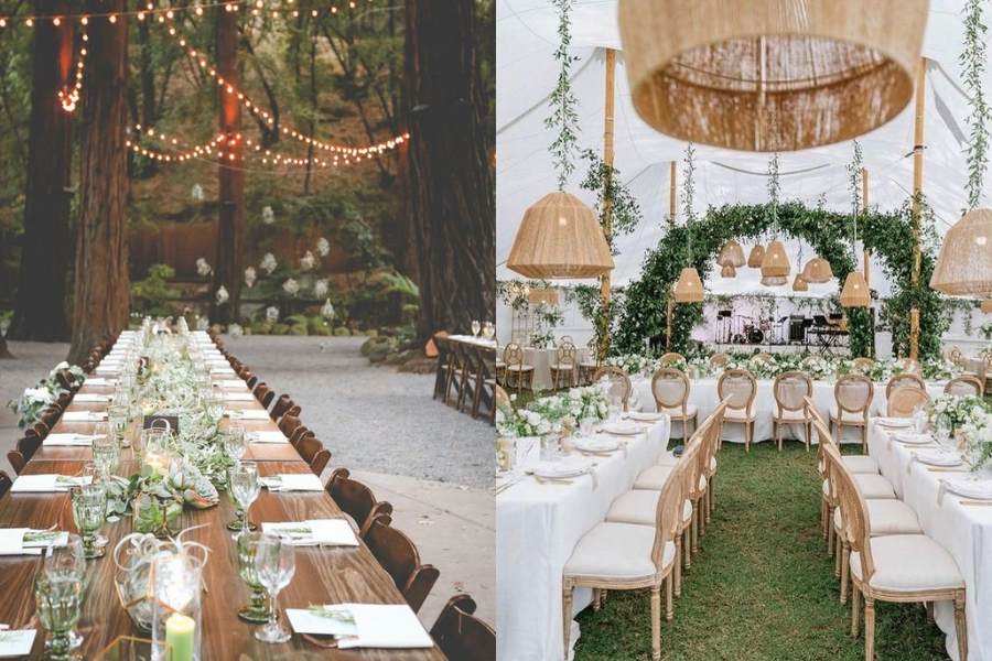 পাখিদের কলরব আর সবুজের সতেজতা থাক চারপাশে। প্রকৃতির কোলে মনের মানুষের সঙ্গে আংটি বদল করতে হলে বাগদান অনুষ্ঠান হোক বাগান বা জঙ্গলের ধাঁচে। ফুলের রঙ্গোলি, বিভিন্ন ধরনের ছত্রাক, পাতা-গুল্ম, অর্কিড, কৃত্রিম জলপ্রপাত, কাঠের চেয়ার বা বেঞ্চ নিয়ে আসবে এই থিম।   