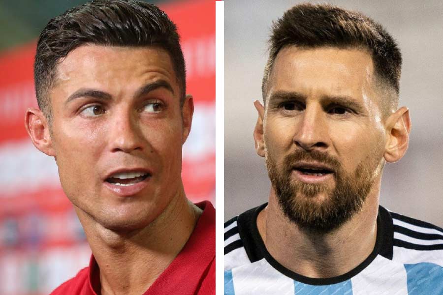 File picture of Cristiano Ronaldo and Lionel Messi in national jersey