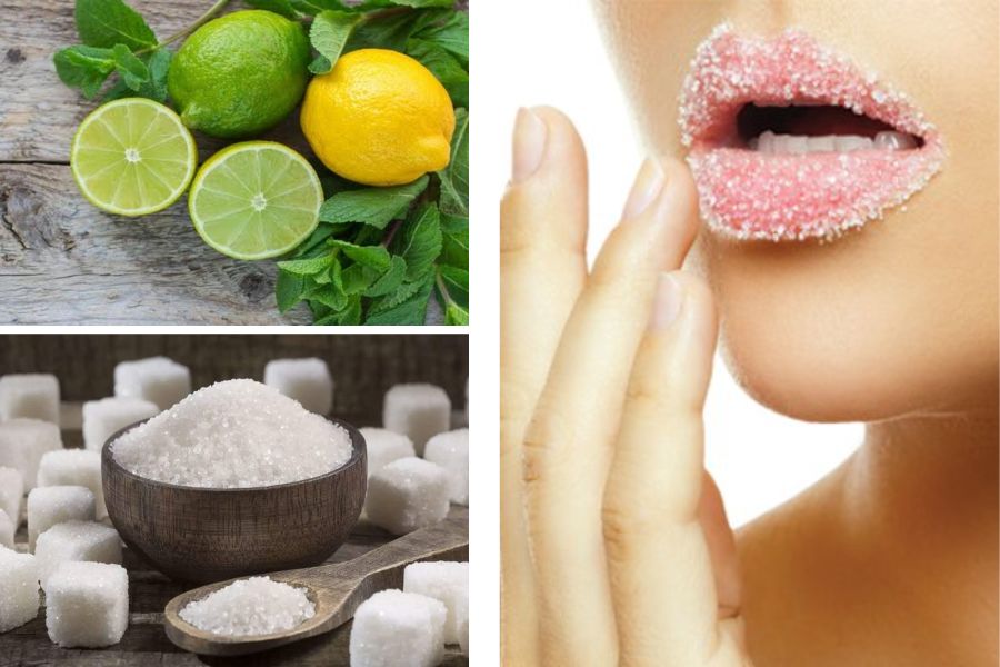 এক টুকরো পাতিলেবুর উপরে একটু চিনি ছড়িয়ে নিন। ঠোঁটে মালিশ করুন। স্ক্রাবারের কাজ করে ঠোঁটের মৃত কোষগুলি দূর করে এটি। 