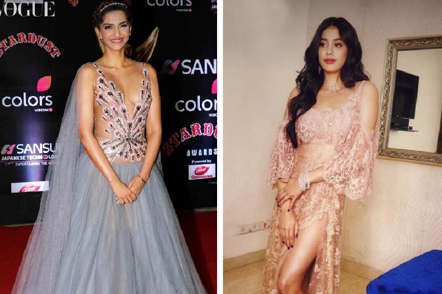 সোনম ও জাহ্নবীর পরনেও দেখা গিয়েছে এমন সাহসী পোশাক।