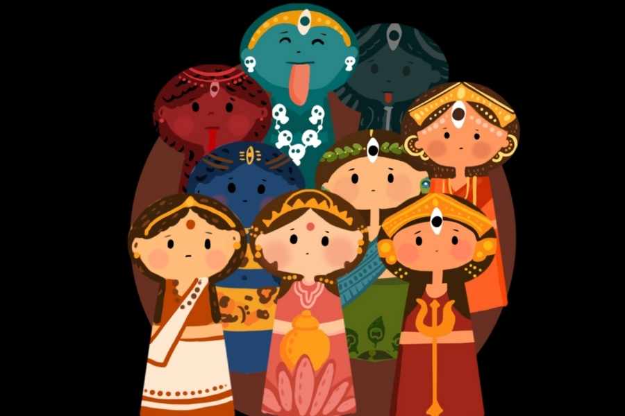 প্রত্যেকটি গাছ দেবীর ৯টি রূপের আধার- কলাগাছ দেবীর ব্রাহ্মণী রূপ, হলুদ গাছ দেবীর দুর্গা রূপ, বেল গাছ মহাদেবের রূপ, বেদানা গাছ রক্তবীজ রূপ, মানকচু গাছ চামুণ্ডারূপ, ধান গাছ লক্ষ্মীর রূপ, অশোক গাছ সক্রাহিতা রূপ, কচুগাছ কালিকা রূপ এবং জয়ন্তী দেবীর কার্তিকই রূপ। 