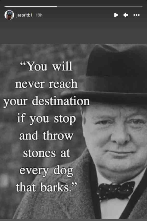 বুমরার ইনস্টাগ্রাম স্টোরি। 