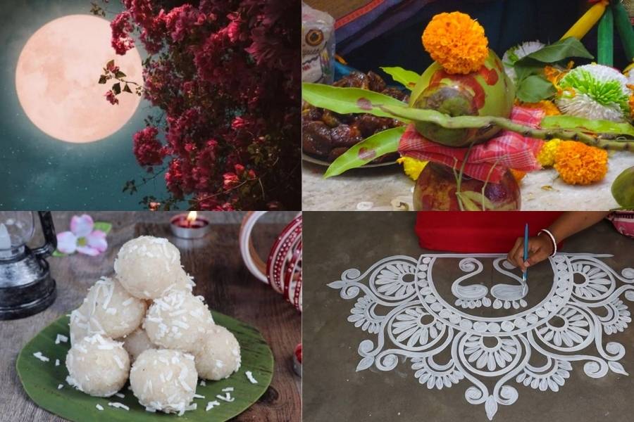 দেখতে দেখতে শারদোৎসব শেষ। দোরগোড়ায় কোজাগরী উৎসব।  আলপনা, ঘট, নারকেল নাড়ুর মিষ্টি গন্ধ আর পূর্ণিমার চাঁদ, সব মিলিয়েই দেবী লক্ষ্মীর আগমন পর্বে শহর জুড়ে যেন স্নিগ্ধতার ছোঁয়া।  