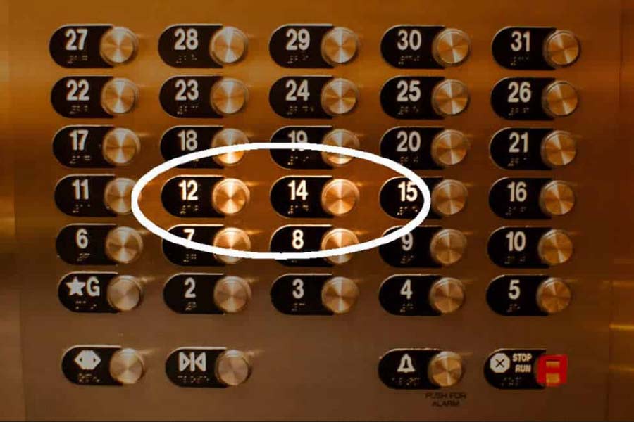 এমনকি, লিফটের মধ্যেও ১৩ নম্বর ব্যবহার করা হয় না। ১৪ সংখ্যাটি থেকে আবার ক্রমানুসারে ব্যবহার করা হয়।