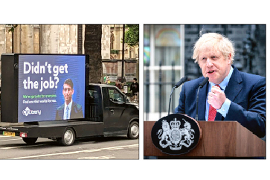 প্রাক্তন: বিজ্ঞাপনে ঋষি সুনকের পদ হাতছাড়া হওয়ার কথা, বরিস জনসন (ডান দিকে)