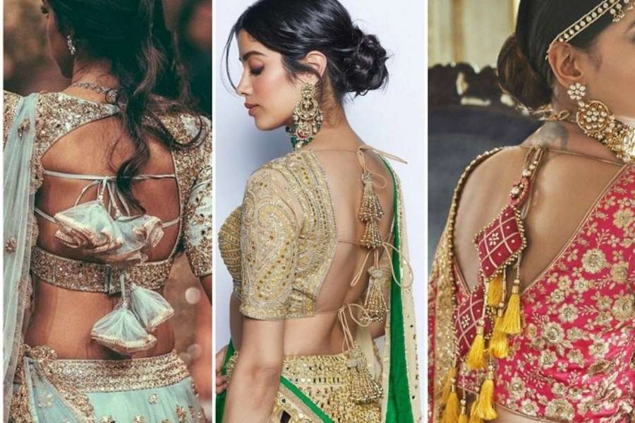 কখনও পোশাকের সঙ্গে একরঙা, কখনও কন্ট্রাস্টে ঝলমলে, মেটালিক রঙের রুপোলি বা সোনালি, কিংবা আপসাইক্লিং করা ছাঁট কাপড়ের লটকন। এটাই এখন দুরন্ত ট্রেন্ড! 