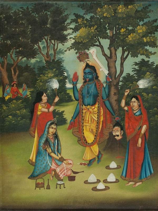 কিন্তু আয়ান ঘোষ দেখেন, রাধা সেখানে কালী উপাসনা করছেন। আসলে নিজের প্রেয়সীকে অপমানের হাত থেকে বাঁচাতেই শ্রীকৃষ্ণ কালী রূপ ধারণ করেন। এবং  তার থেকেই উৎপত্তি দেবী রটন্তী কালীর। 