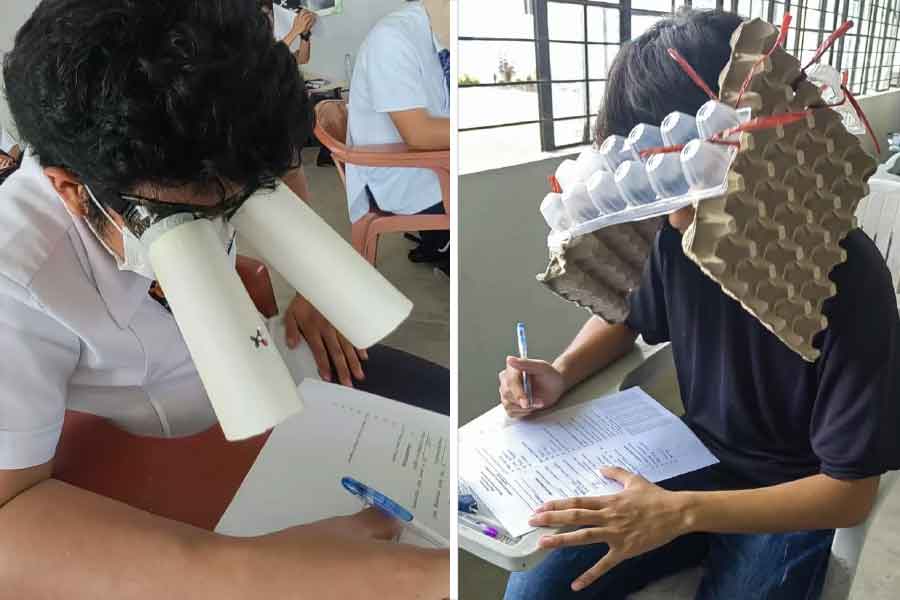 পরীক্ষায় টুকলি রুখতে  মুখের চারপাশে বিশেষ  টুপি পরে আসতে নির্দেশ দিল কলেজ!