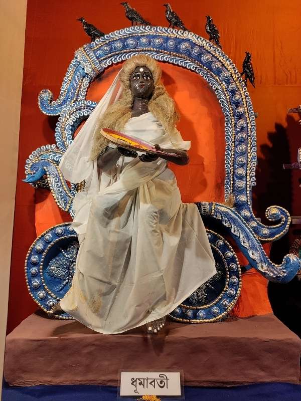 ধূমাবতী: অগ্নির দ্বারা জগত ধ্বংসের পর ভষ্মরাশির মধ্য থেকে যে ধূম নির্গত হয় তার স্বরূপ। কখনও কখনও তাঁকে অলক্ষ্মী বা জ্যেষ্ঠাদেবীও বলা হয়।   