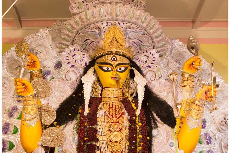 তিনি সমগ্র জগৎ-সংসারকে ধারণ করেন, তাই তিনি জগদ্ধাত্রী। পুরাণ মতে, দেবতাদের জ্ঞানচক্ষু উন্মিলিত করার জন্যই নাকি তাঁর আবির্ভাব। 
