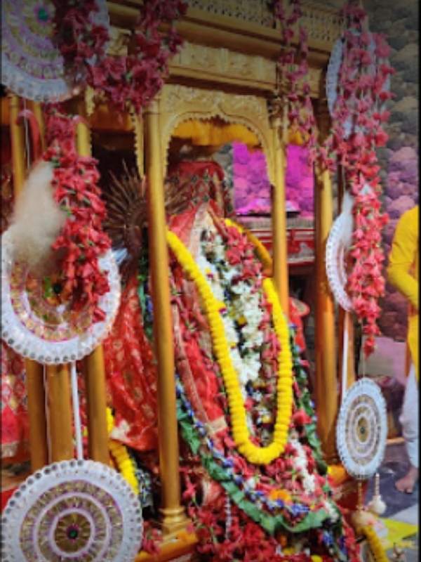 অষ্টধাতুর জগদ্ধাত্রী সিংহের উপরে উপবিষ্ট। শুধু জগদ্ধাত্রী পুজোর সময়ে নয়, নিত্য পুজো হয় ঠাকুরবাড়ির জগদ্ধাত্রীর।