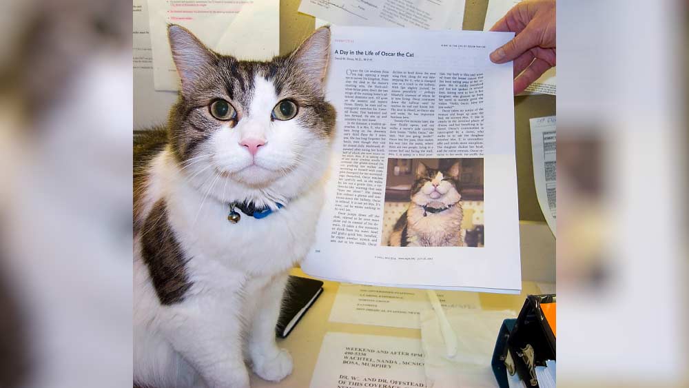 ডোসার ২০১০ সালে লেখা বই, ‘মেকিং রাউন্ডস উইথ অস্কার: দ্য এক্সট্রাঅর্ডিনারি গিফট অব অ্যান অর্ডিনারি ক্যাট’-এ অস্কারের বিভিন্ন কাণ্ড নিয়ে বিস্তারিত ভাবে লেখা রয়েছে। 