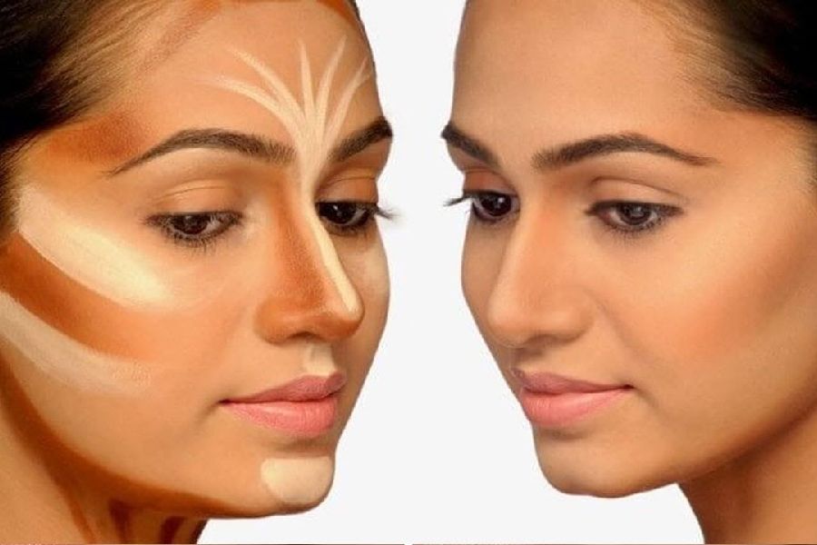 চোখের কোণা থেকে নাকের ডগা বরাবর এবং কান থেকে দু’দিকে গালের হাড় পর্যন্ত কেটে নিন। 